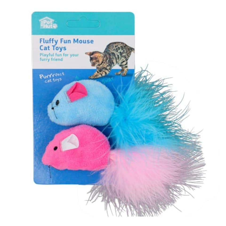 image 1 of The Pet Hut Fluffy Fun Mouse Cat Toys Set of 2