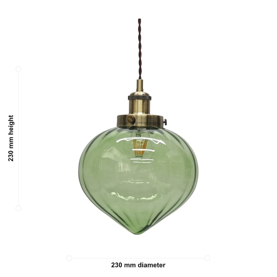 image 1 of Layla - Green Glass Easy Fit Pendant Shade with Antique Brass Detail