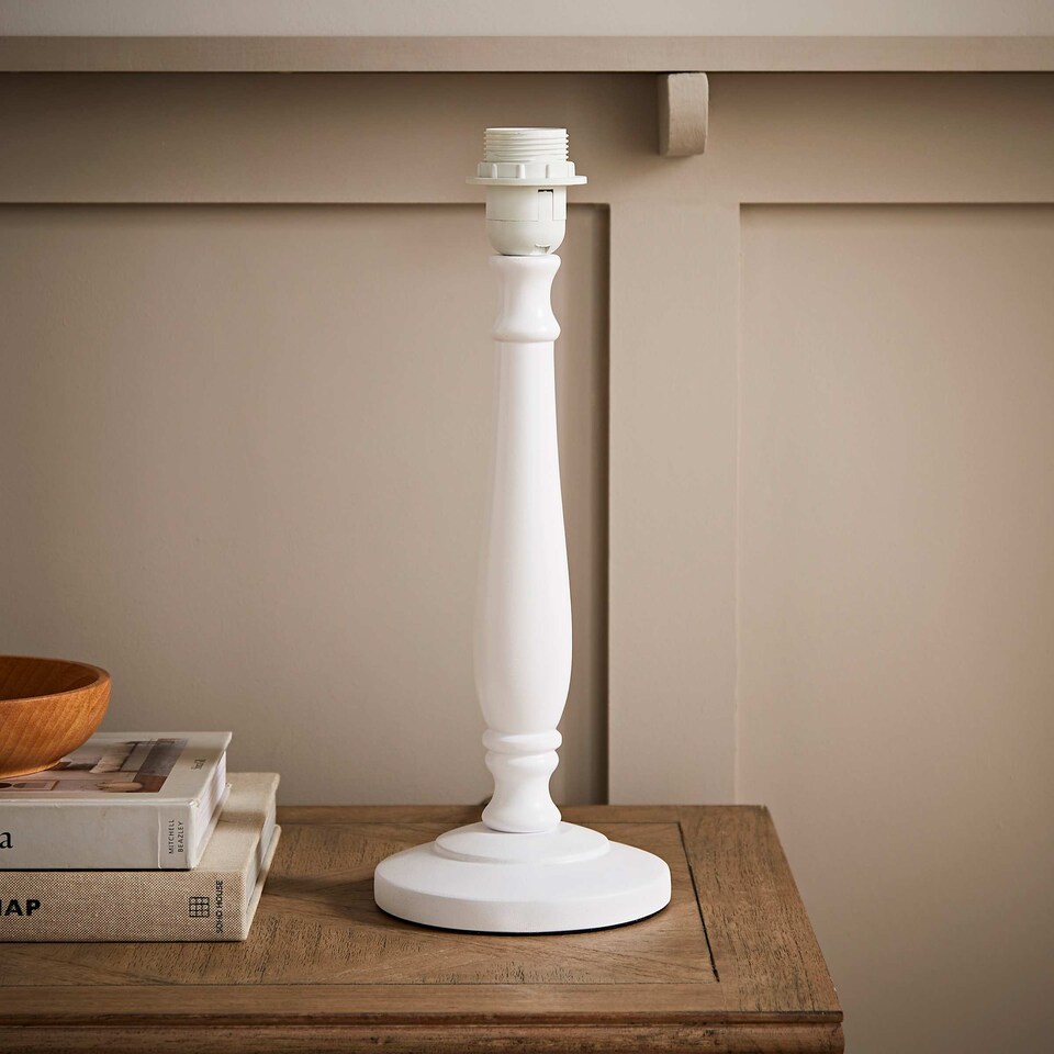 image 1 of ValueLights Victoria White Wood Traditional Stem Table Lamp Base
