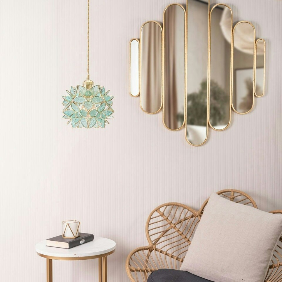 image 1 of ValueLights Reine Glass Plated Green Globe Ceiling Pendant Shade