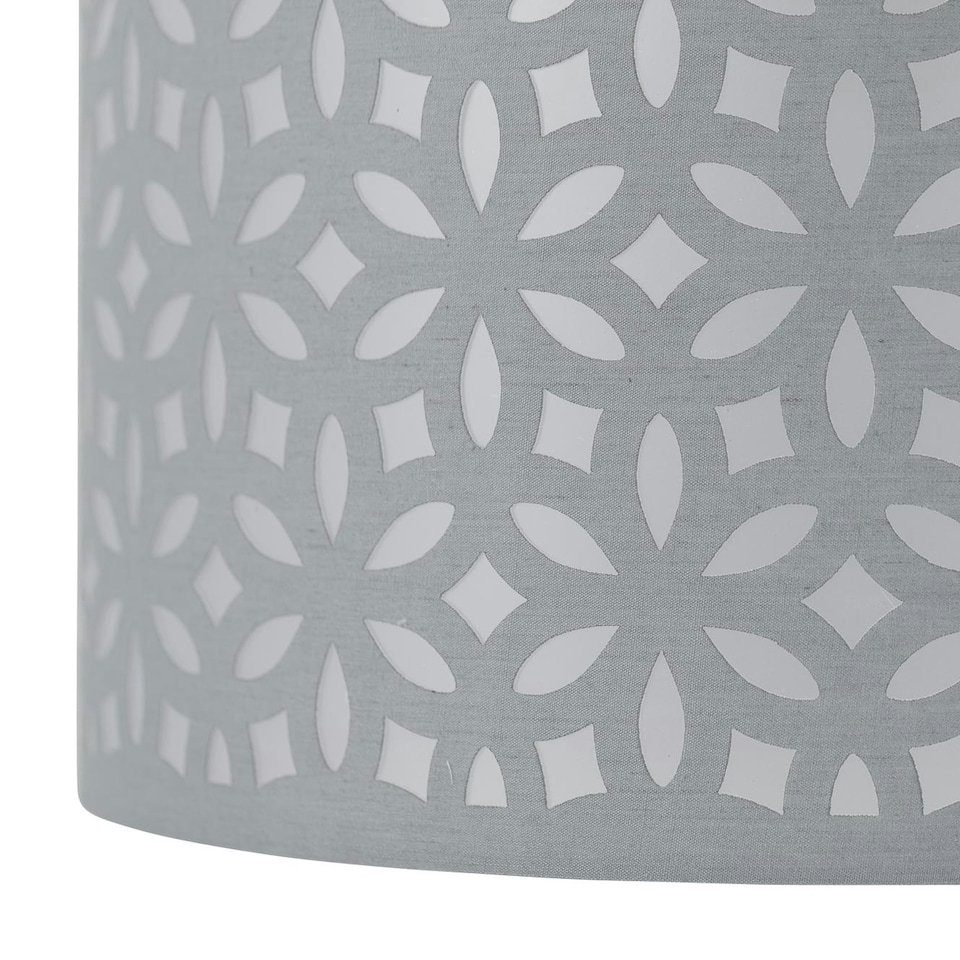 image 1 of Set of 2 Romana - Brushed Chrome Touch Operated Table Lamps Bedside Lights Grey Laser Cut Shade Silver | Grey