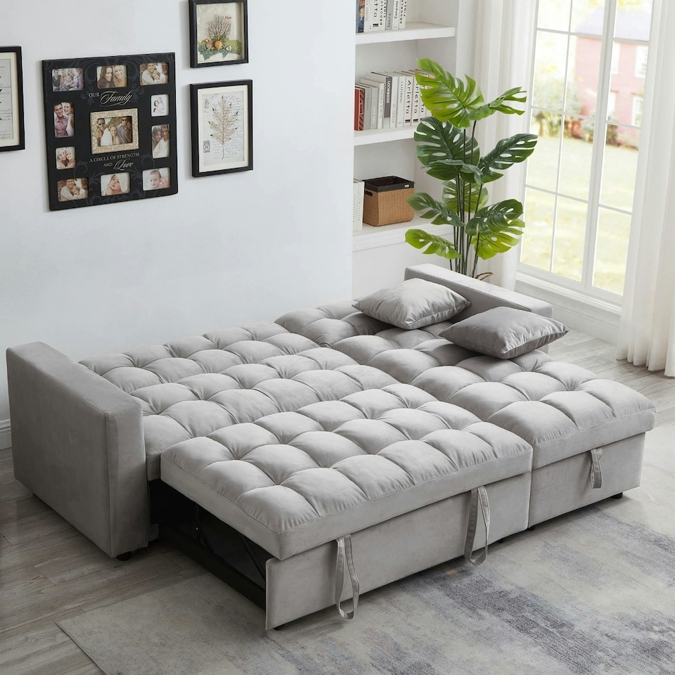 image 1 of Madrid Corner Chaise Lounge L Shape 3 Seater Sofa With With a Reversible Chaise & Pull Out Sofa Bed Grey