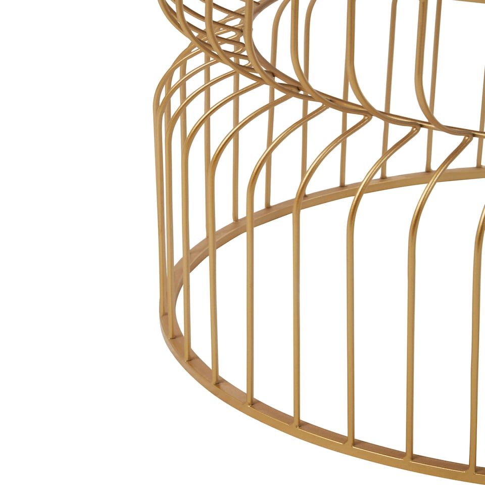 image 1 of Round Gold Side Table With Mirror Top,Wireframe Small Side Table,Luxe Accent Table,Stylish Bedside Table Gold