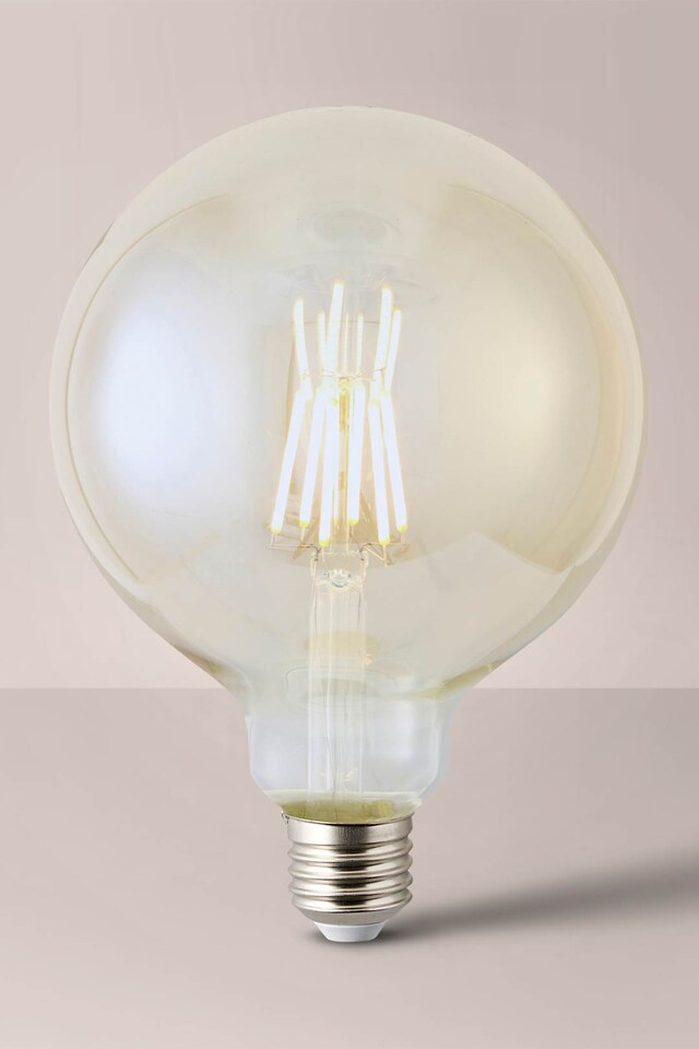image 1 of ValueLights E27 6W Amber Filament Globe Warm White LED Bulb | Clear