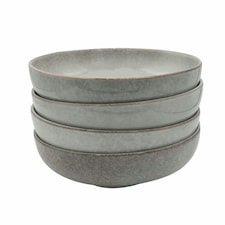 Cooks Professional Nordic Stoneware 20cm Pasta Bowls | Set of 4 | Reactive Glaze | Grey