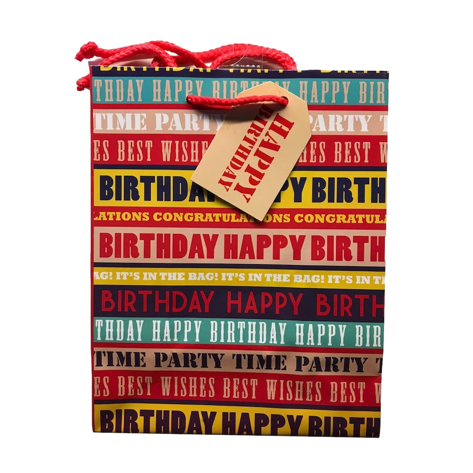 image 1 of Text Design Medium Birthday Gift Bag