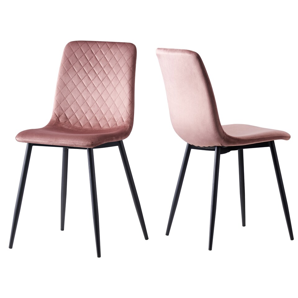 image 1 of MCC Direct Set of 2 Lexi Velvet Fabric Dining Chairs with Metal Legs Pink