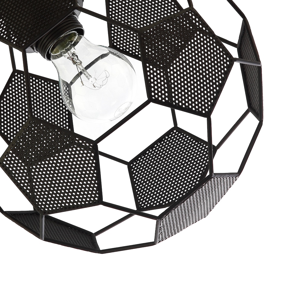 image 1 of Modern Matte Black Football Soccer Pendant Lamp Shade with Laser Cut Holes | Black