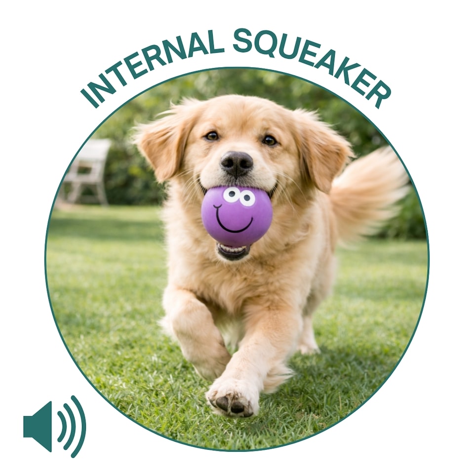 image 1 of Set of 3 Squeaky Dog Balls Latex Pet Puppy Fetch Play Chew Smiley Face Design