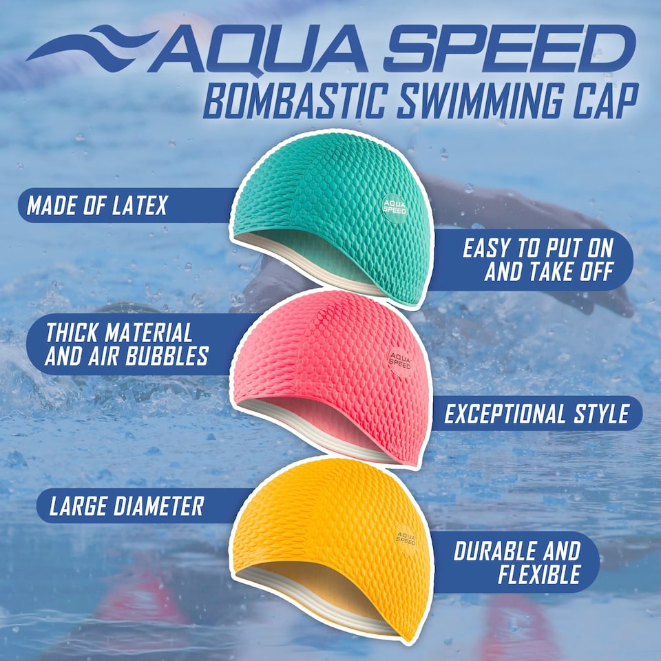 image 1 of Ladies Bombastic Swimming Cap | Long Hair Soft Latex Comfortable Fit Cap | Pink | Pink | One Size | 1