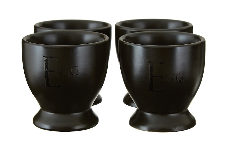 image 1 of Set Of Four Black Text Egg Cups