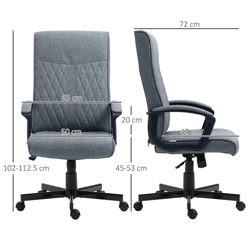 image 1 of Vinsetto High-Back Home Office Chair with Adjustable Height and Swivel Wheels