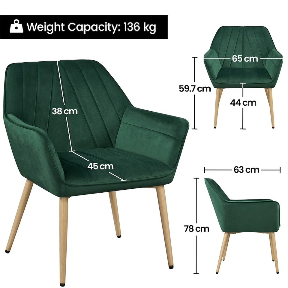 image 1 of Yaheetech Velvet Tufted Accent Chair with X-shaped Metal Legs Green