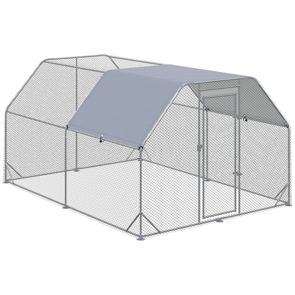 image 1 of PawHut Chicken Run W/ Roof, Walk In Chicken Coop for 10-12 Chickens, Hen House