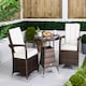 image 3 of Arizona Round Rattan Garden Bistro Table and Chairs Set 2 Seater | Brown | Brown