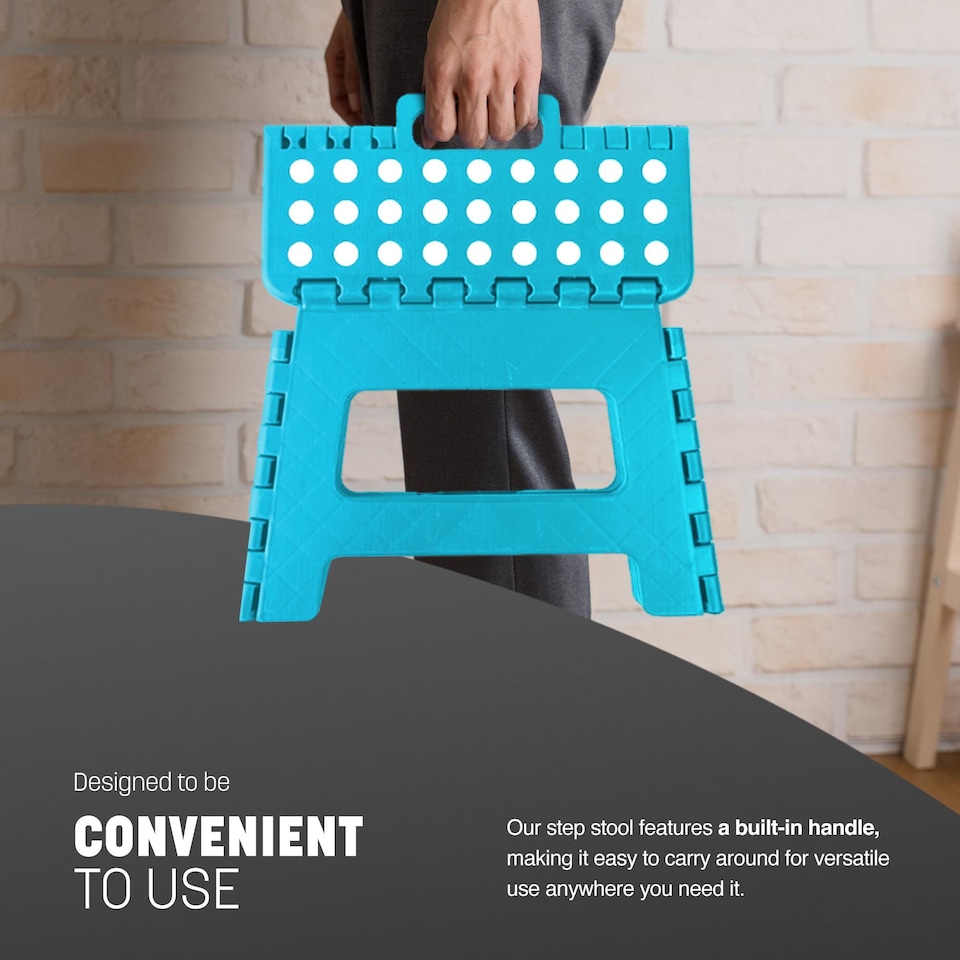 image 1 of Keplin Heavy Duty Folding Step Stool Non-Slip Plastic with Carry Handle, 9 Inch