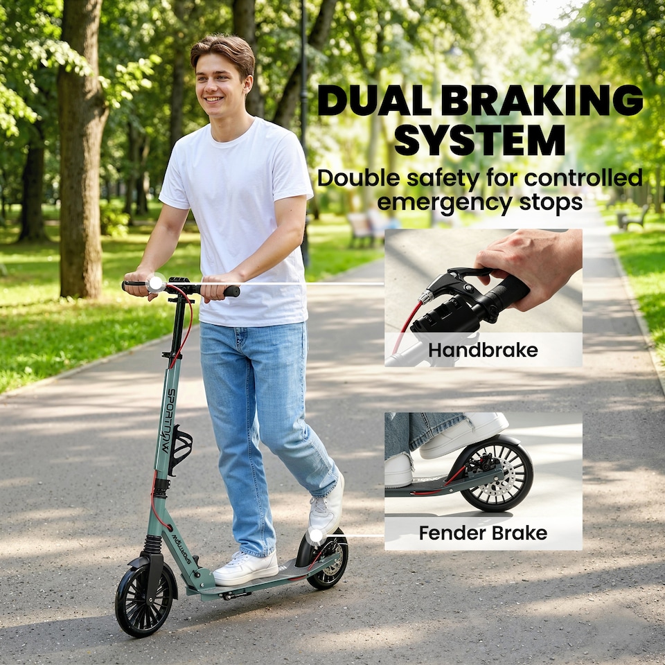 image 1 of SPORTNOW Foldable Kick Scooter with Height Adjustable Handlebar, Adult Scooters