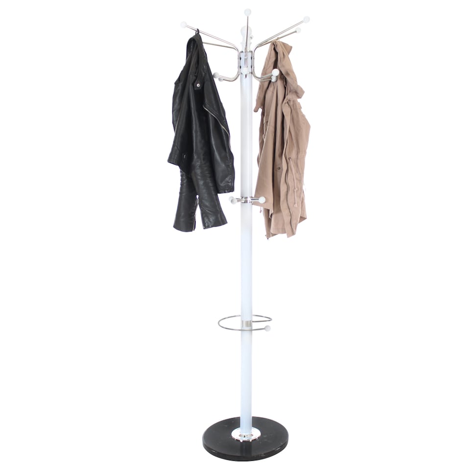 image 1 of Coat Stand - 16 hooks, with umbrella and bag holder | White | white | One Size | 1
