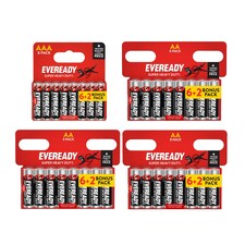 24x Eveready Super Heavy Duty AA & 8x AAA Zinc Batteries - (32x