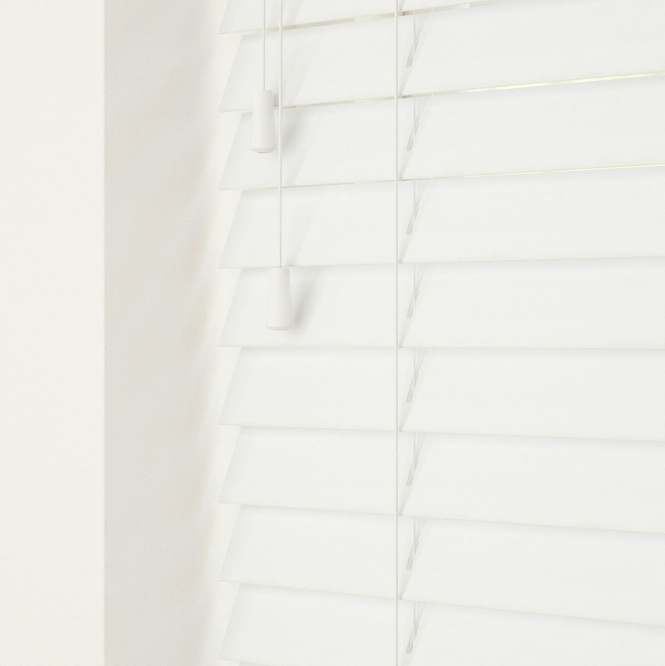 image 1 of Faux Wooden Venetian Blind, Tape 165cm x 200cm | White