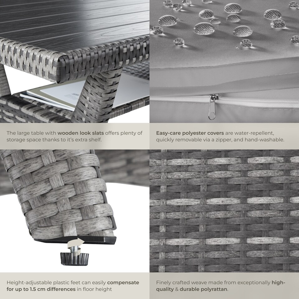 image 1 of Garden Furniture Set Catania - for 6 people, weather-resistant, thick cushions | Grey | grey | 120 x 65 x 73 cm | 1