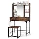 image 10 of COSTWAY Vanity Desk Wide Makeup Dressing Table Brown