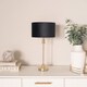 image 2 of ValueLights Maggie Gold Candlestick Table Lamp Black Velvet Gold Shade | Gold