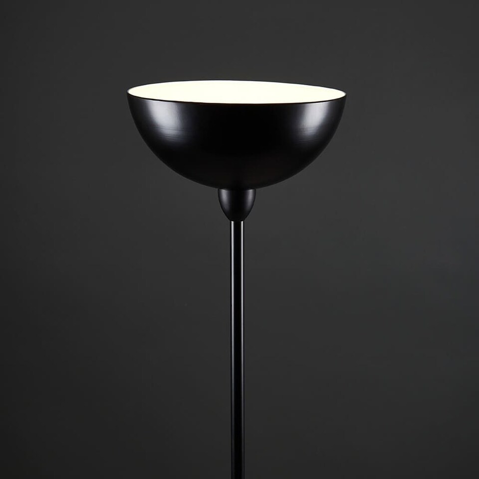 image 1 of ValueLights Matte Black Uplighter Floor Lamp Bowl Shaped Shade | Black