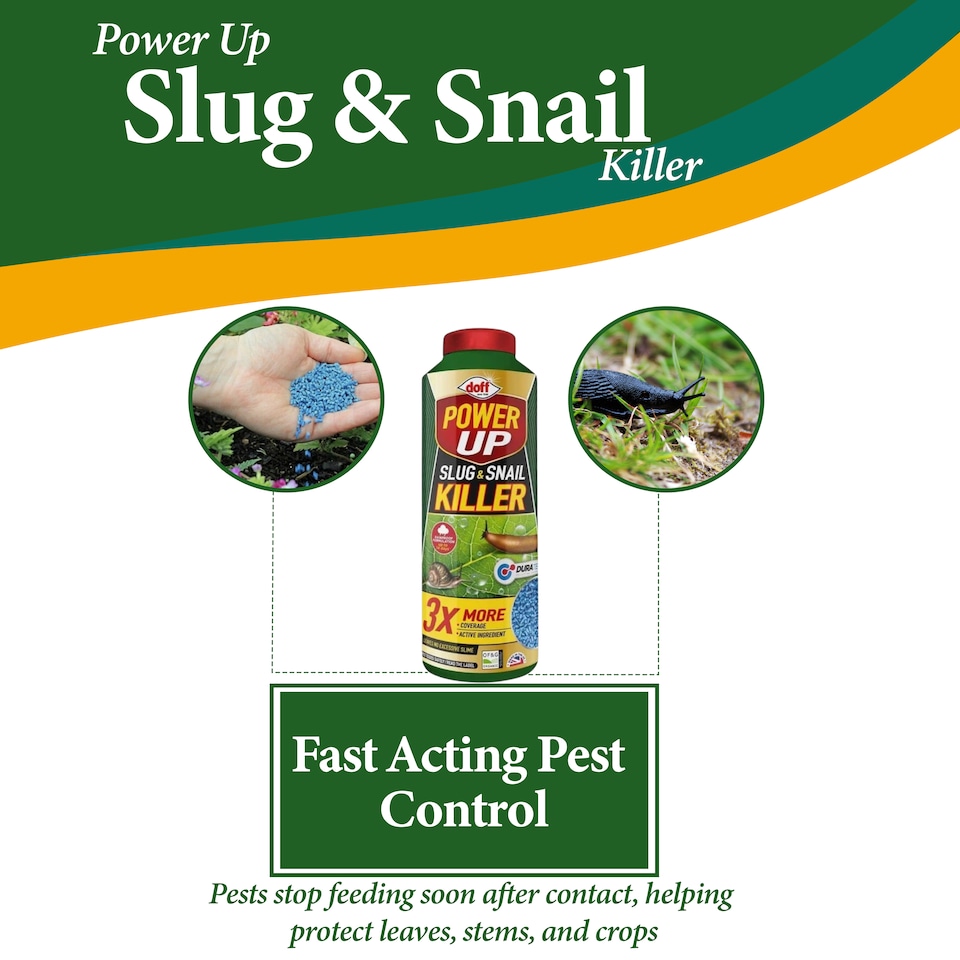 image 1 of Doff Power Up 500g Slug and Snail Killer 3 Times More Coverage Ferric Phosphate Formula Controls Slugs and Snails Easy to Use