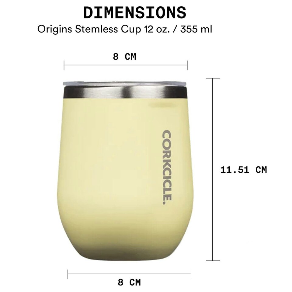 image 1 of Corkcicle Triple Insulated Stainless Steel Stemless Travel Cup 355ml - Buttercream Cream