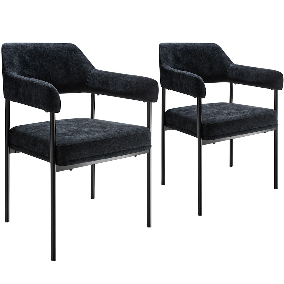 image 1 of Armchair Doe - durable fabric, black powder-coated legs, 120 kg load, 58 x 62 x 85 cm | Black | Woven fabric black/black | 2