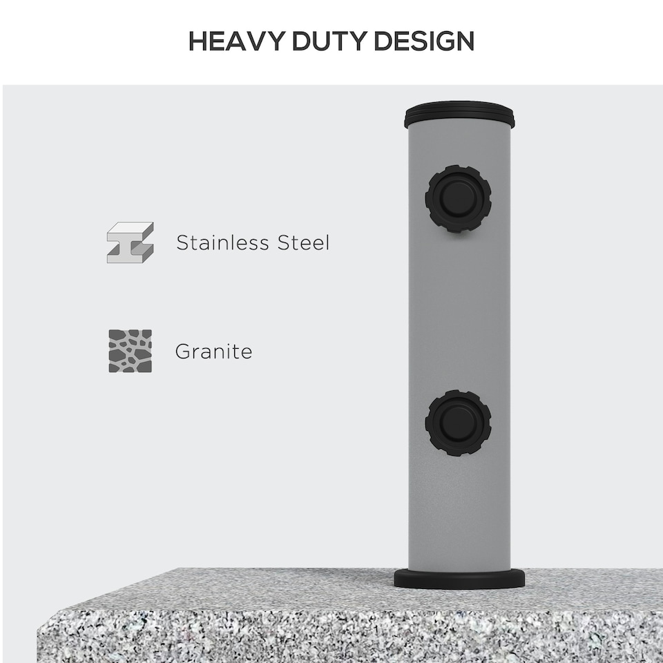 image 1 of Outsunny 28kg Heavy Duty Granite Parasol Base with Wheels, Retractable Handle