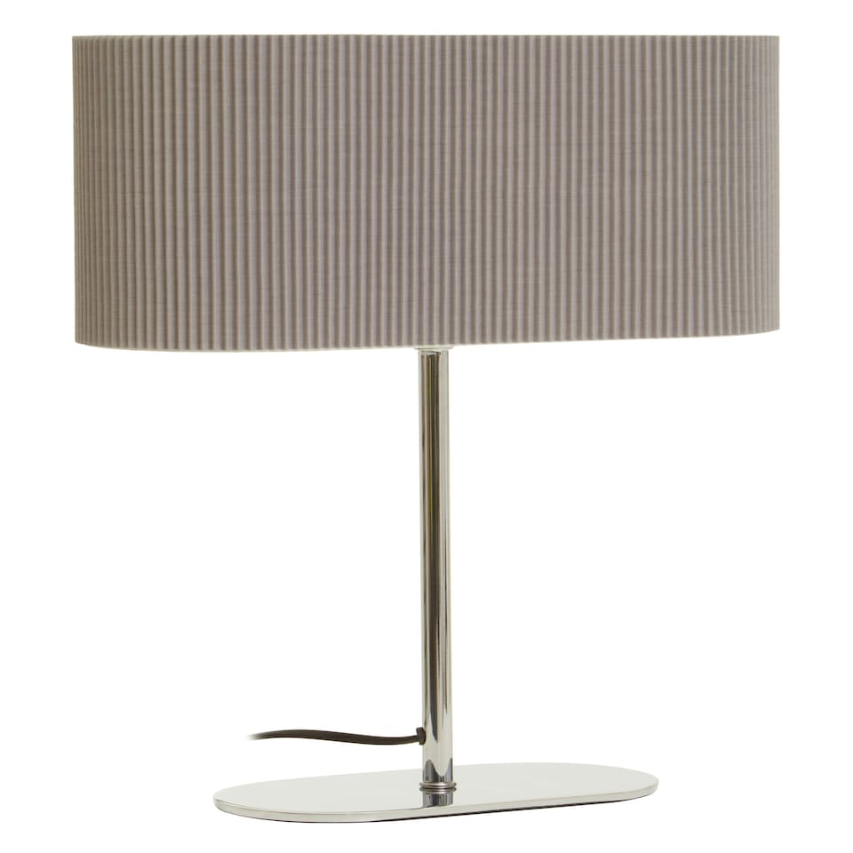 image 1 of Interiors by Premier Silver Table Lamp, Shiny Silver Ceramic Base With Ribbed Texture, White Fabric Shade For Soft