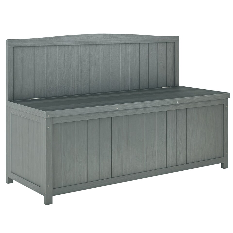 image 1 of Outsunny Wood Storage Bench for Patio, Outdoor Garden Seating, Grey