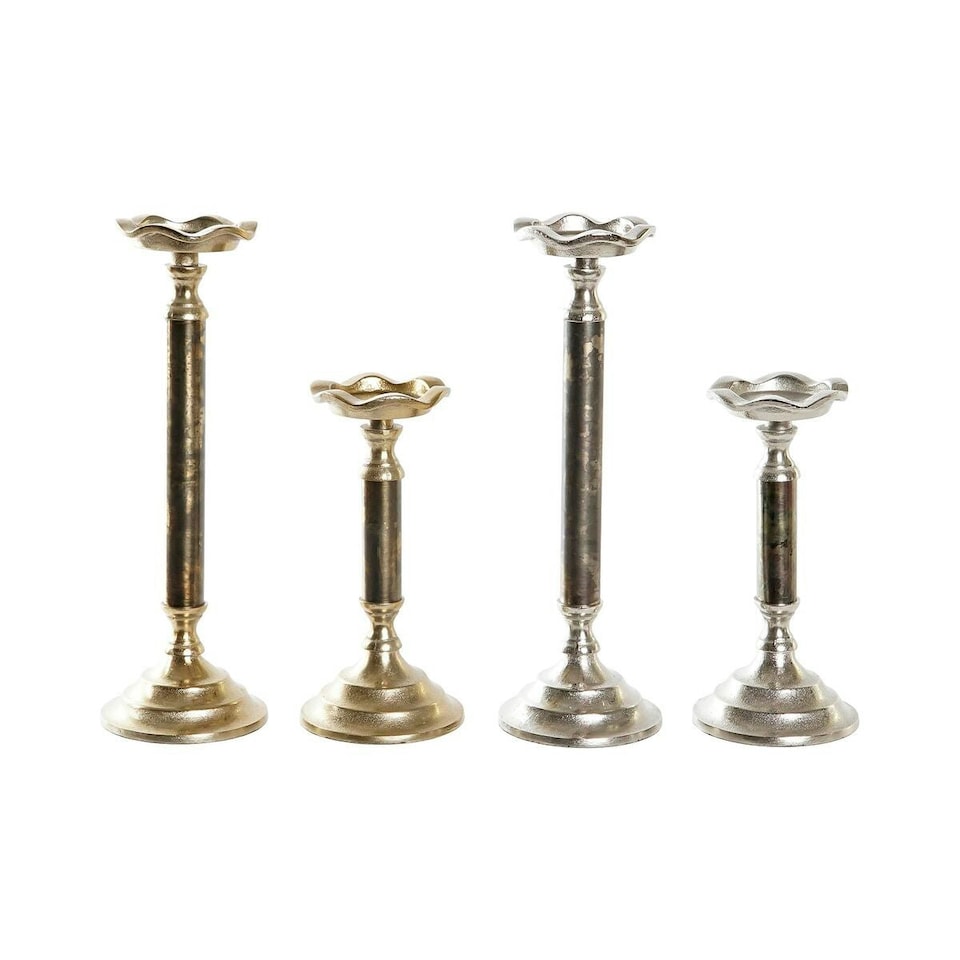 image 1 of Candle Holder DKD Home Decor Aluminium 10 x 10 x 31,5 cm Modern (2 Units) N/A