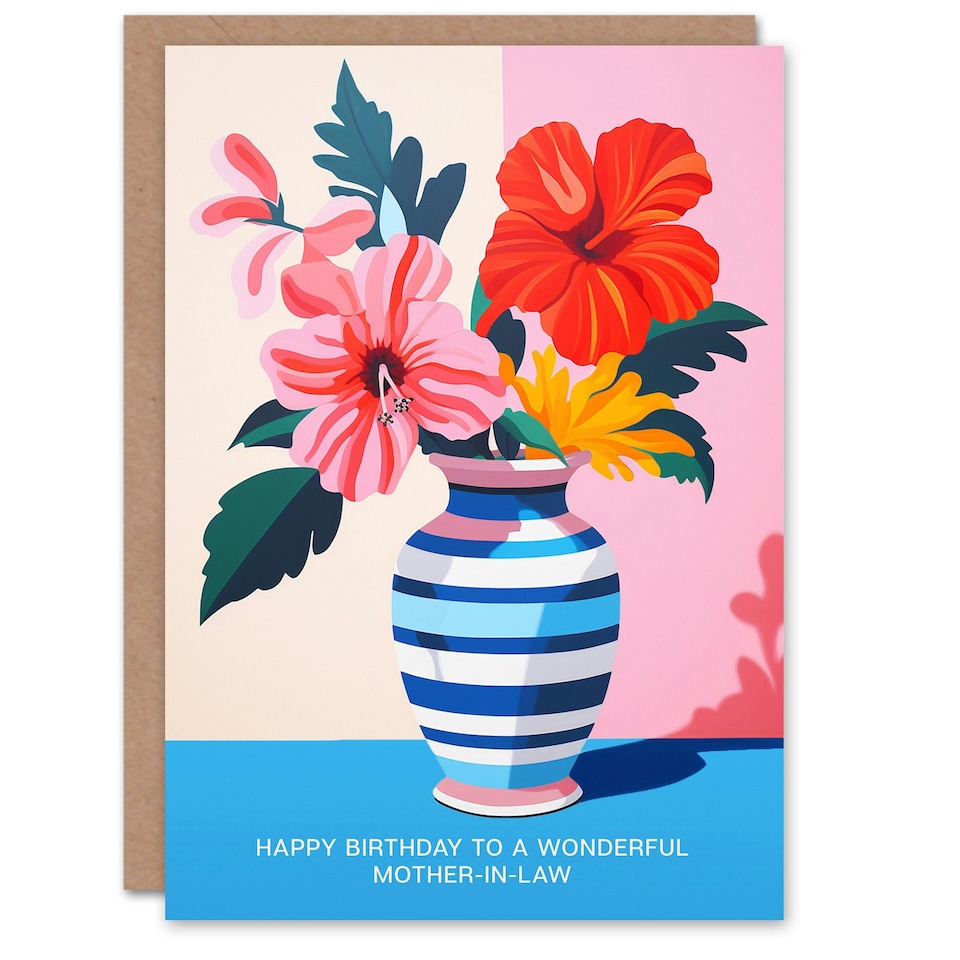 image 1 of Law Magnolia Lilies Modern Bold Colourful Mother in Law Birthday Card
