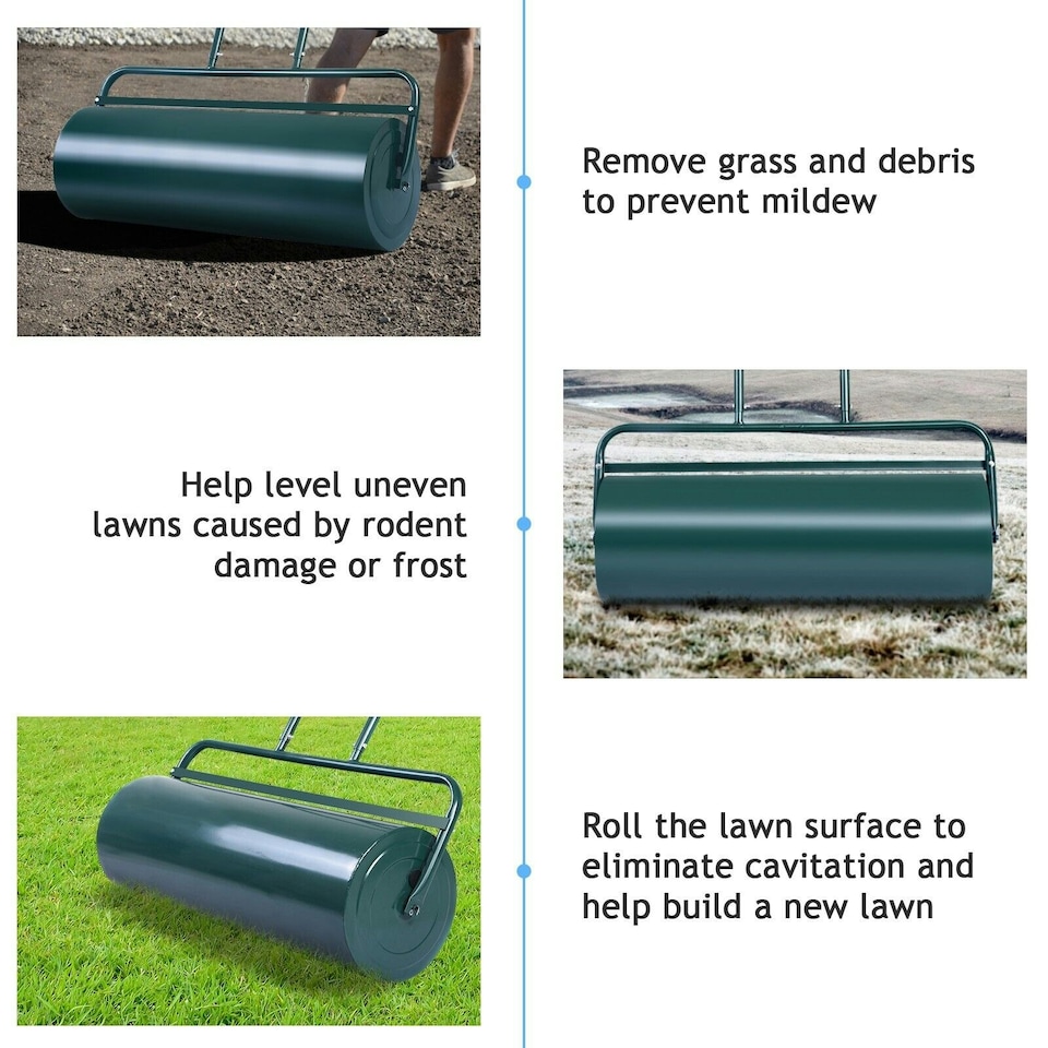 image 1 of COSTWAY 48L Steel Garden Lawn Roller Water Sand Filled