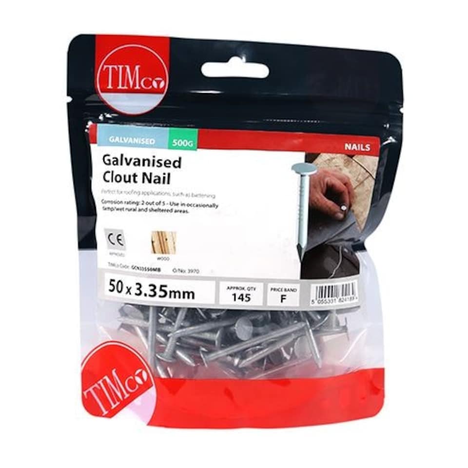 image 1 of Timco - Clout Nails - Galvanised (Size 50 x 3.35 - 0.5 Kilograms)