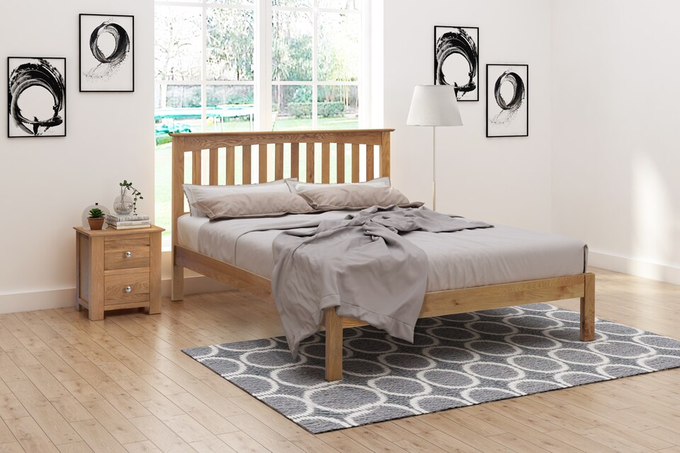 image 1 of 4ft Small Double Real oak,Solid,strong,wood bed frame.Low foot end wooden bedstead | Clear