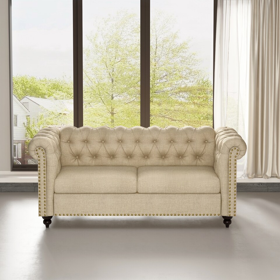 image 1 of Chesterfield Fabric Button back Sofa Settee - Victoria