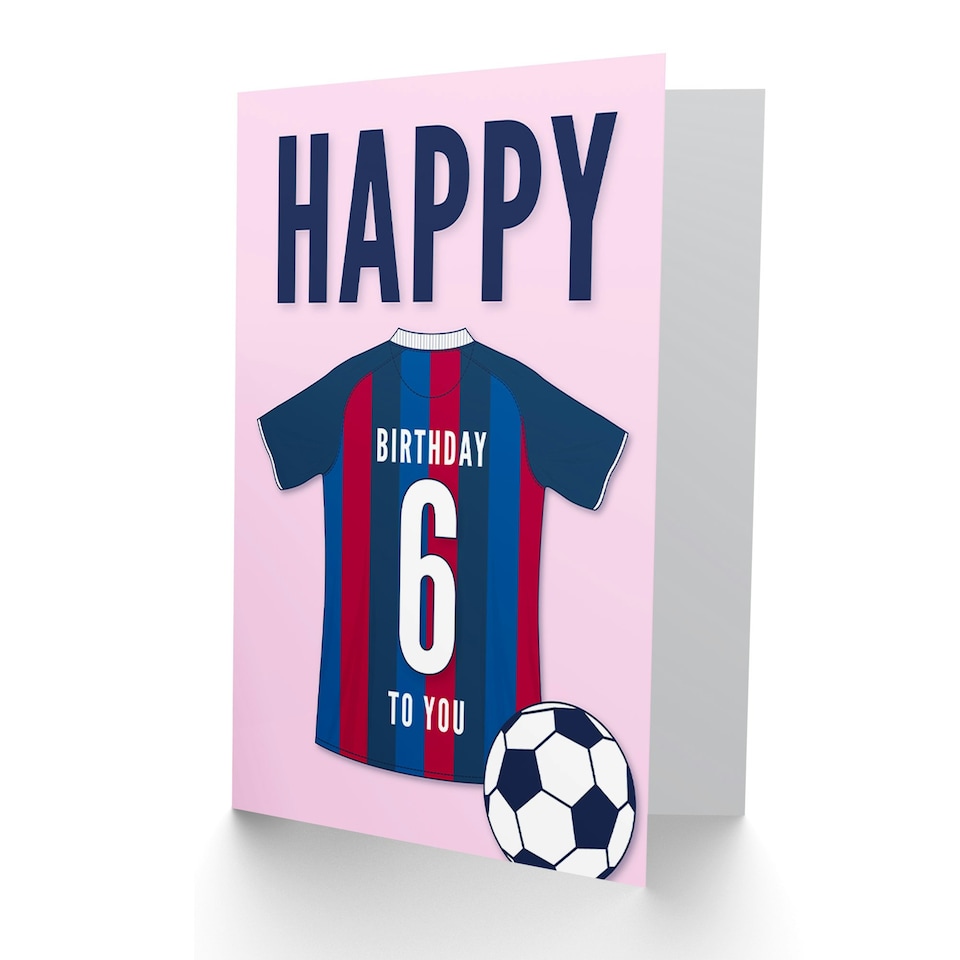 image 1 of Football Strip Kit Red Striped Top Age 6 Year Old Child Kids 6th Birthday Card