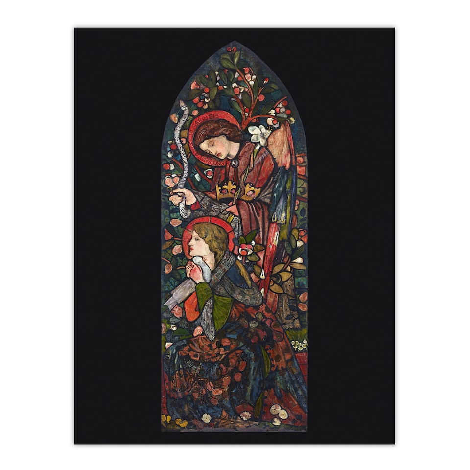image 1 of The Annunciation Stained Glass Wall Art Print Edward Burne Jones 18x24"