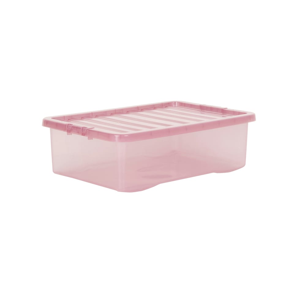 image 1 of Wham Crystal 5 x 32L Stackable Plastic Storage Boxes with Lids Pink