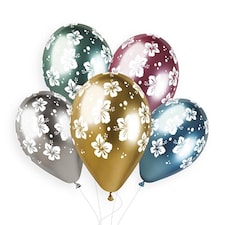 Assorted Colour Congrats Shiny Metallic Latex Balloons 33cm / 13 in - Pack of 6