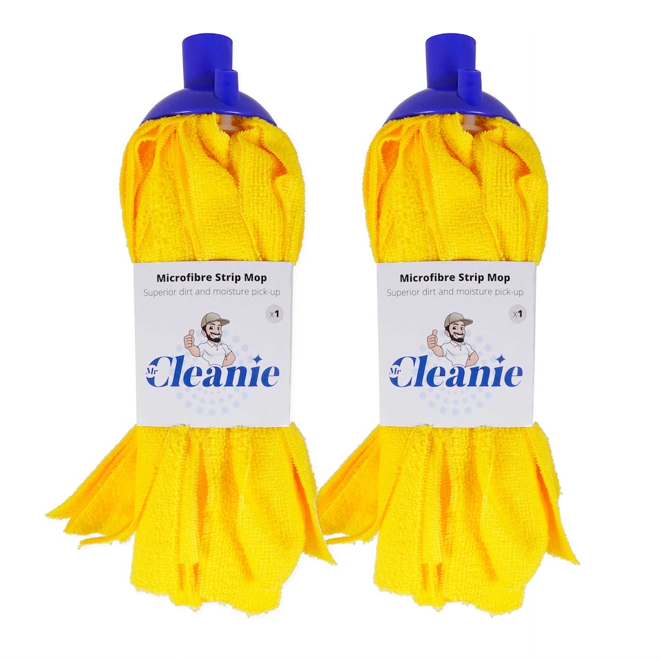 image 1 of Mr Cleanie Microfibre Strip Mop Replacement Head 2-Pack