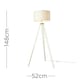 image 2 of ValueLights Aero Polished Gold Floor Lamp with Large Natural Drum Shade and LED Bulb