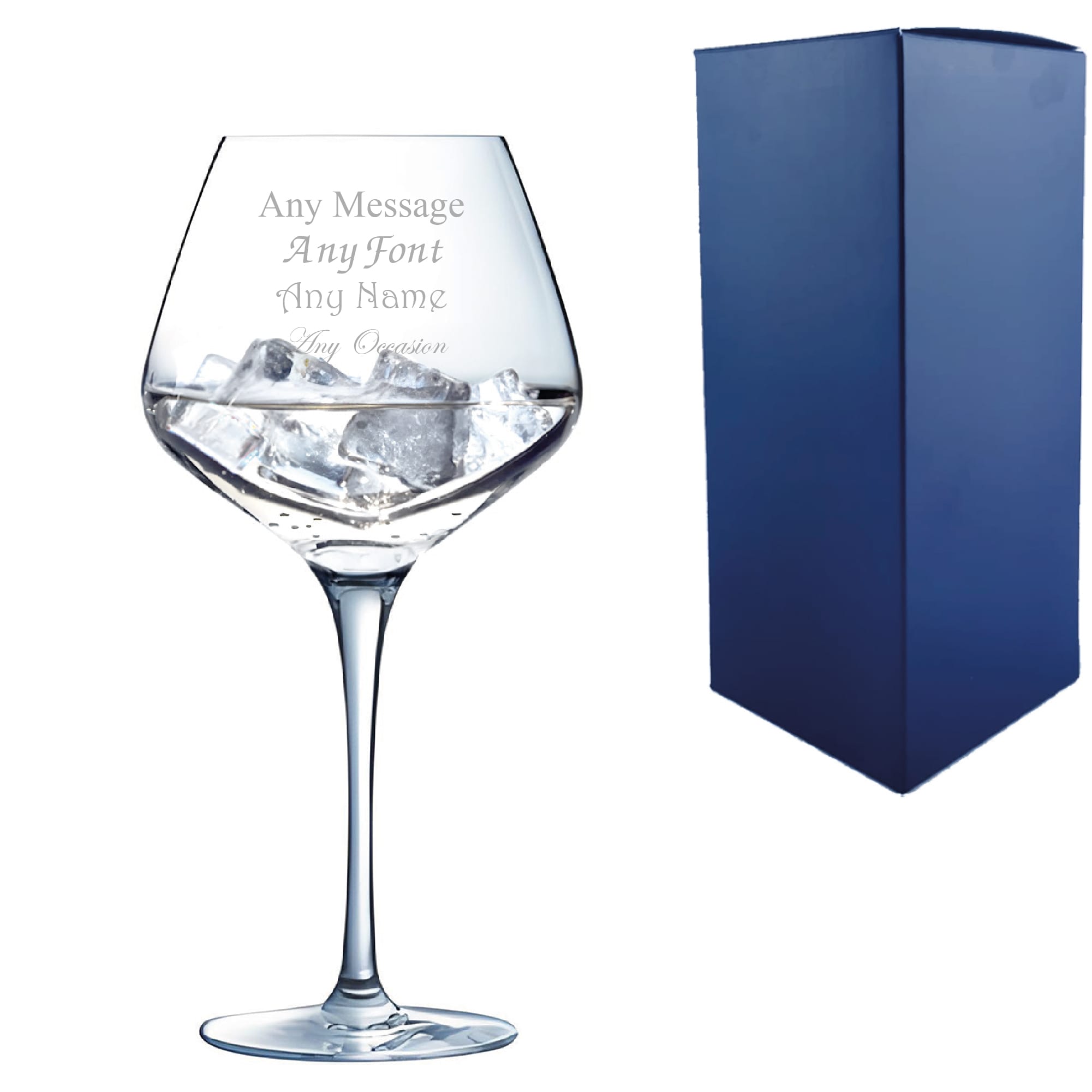 Uniqueful Personalised Engraved Crystal Gin Glass Sublym 600ml Glass Birthday in Clear