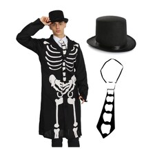 Skeleton Costume - with Top Hat | Black | M