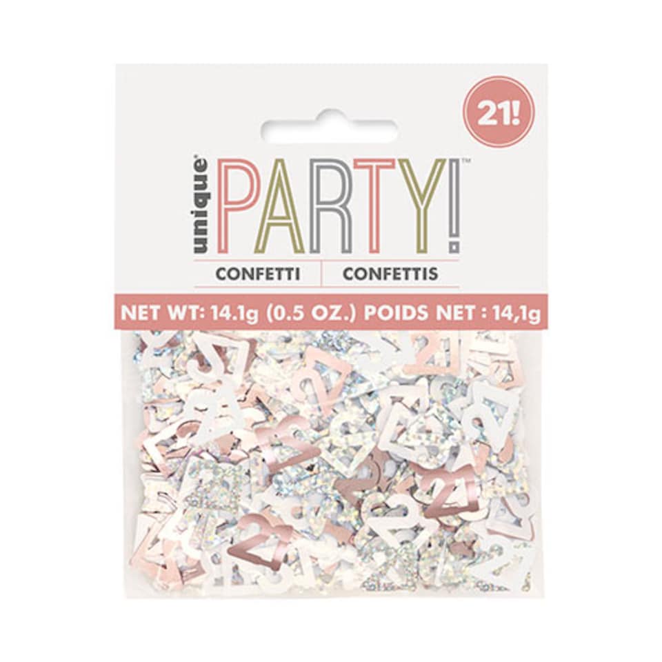 image 1 of Rose Gold Glitz 21st Birthday Holographic Assorted Table Confetti 14g