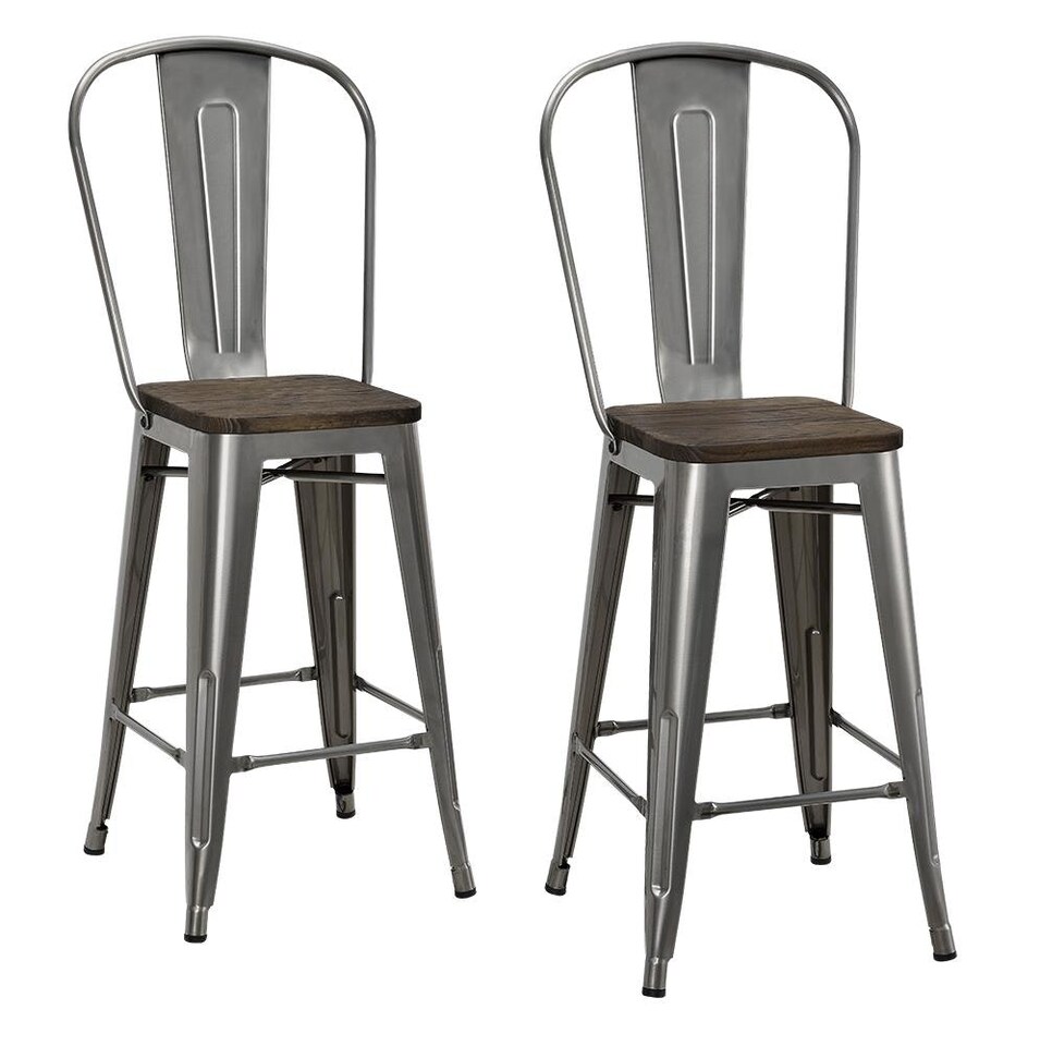 image 1 of Luxor Counter Stool in Gun Metal, 2 pieces | Grey | GUN METAL